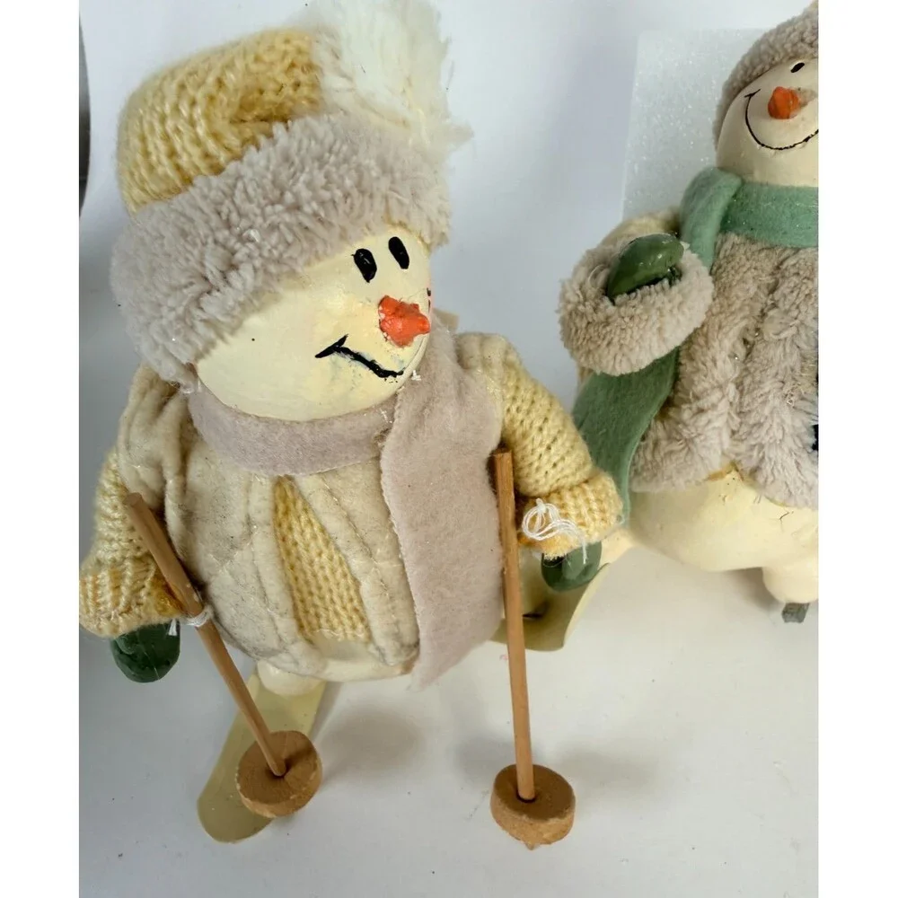 Vintage Skiing and Skating Snowmen Set of 4 Christmas Holiday Playful WinterREAD